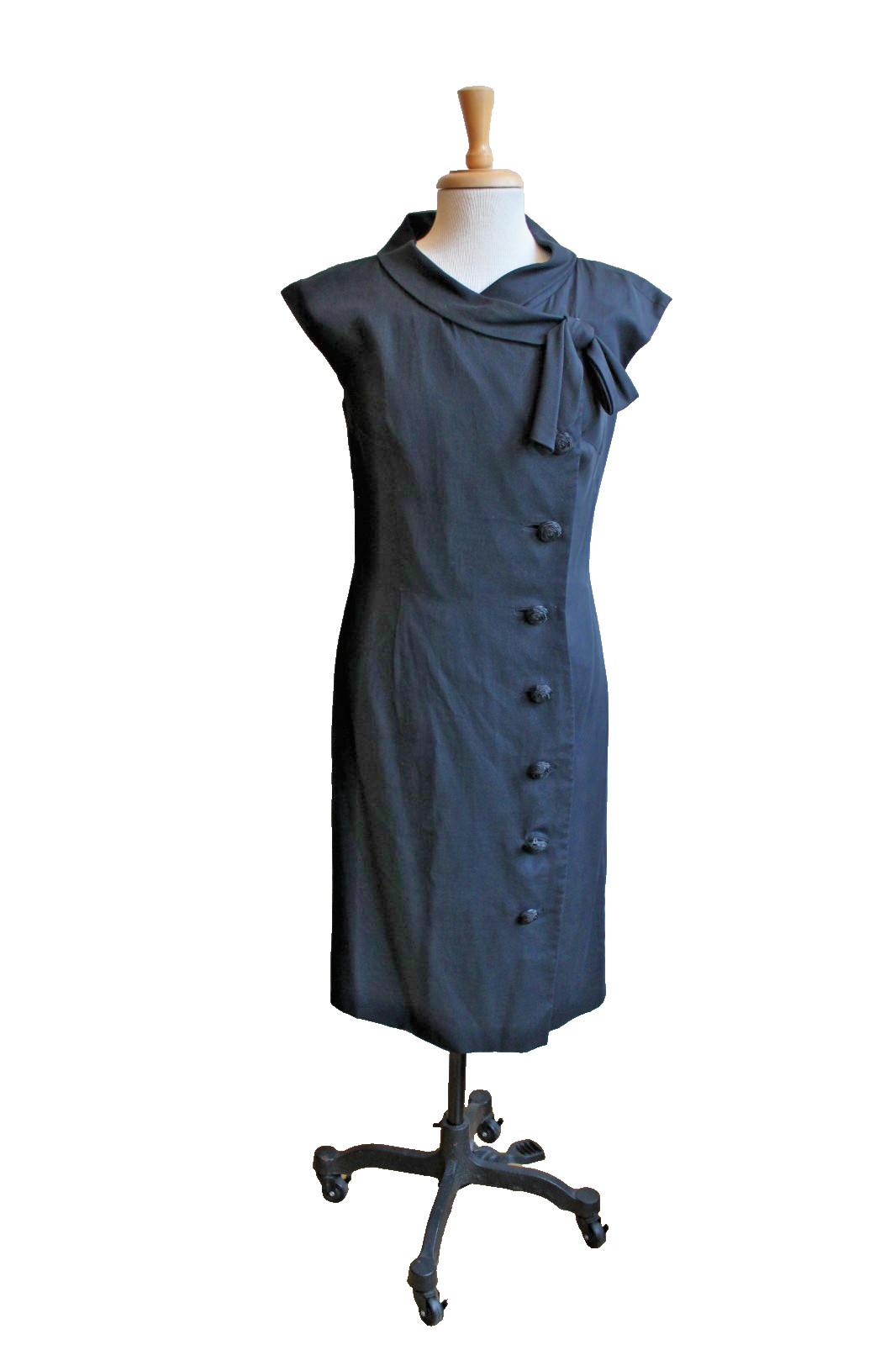 Vintage 60&rsquo;s Marion McCoy Black Sleeveless Sheath Dress 10 M 38&Prime; bust