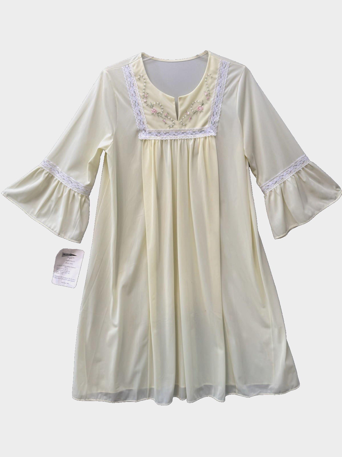 Vtg SHADOWLINE Nursing Nightgown Embroidery New Mom Hospital NOS w/Tags S/M 80&rsquo;s