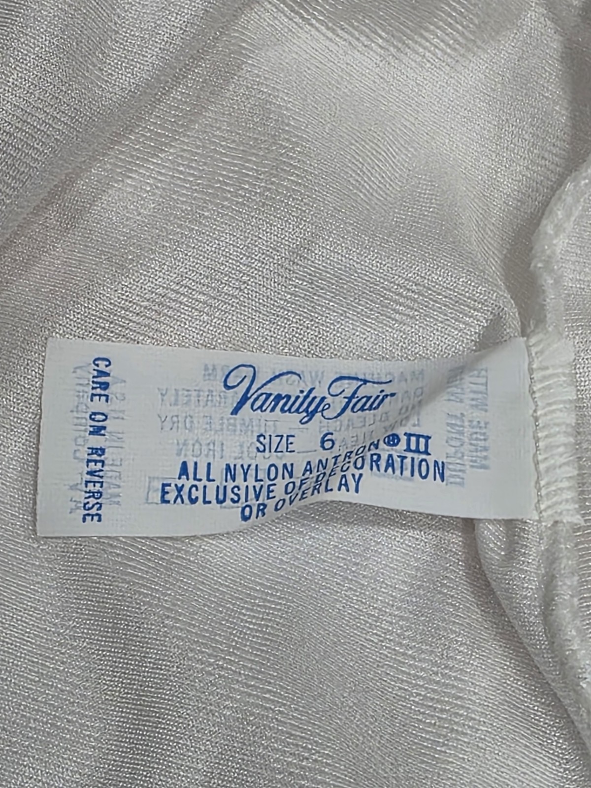 Vanity Fair Vintage White Solid Nylon Cotton Panties Size 6 NWT