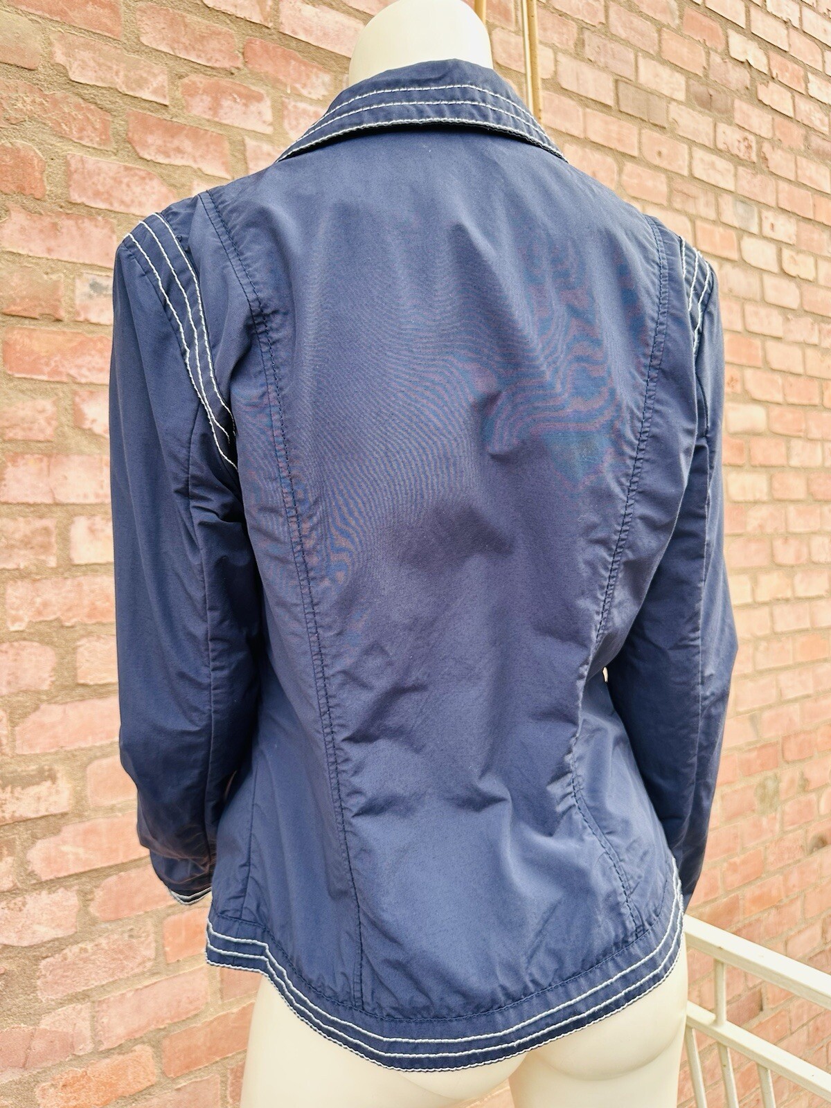 MOSCHINO Blazer Jacket Short Navy Blue White Popeye Buttons Cartoon Size IT 46 L