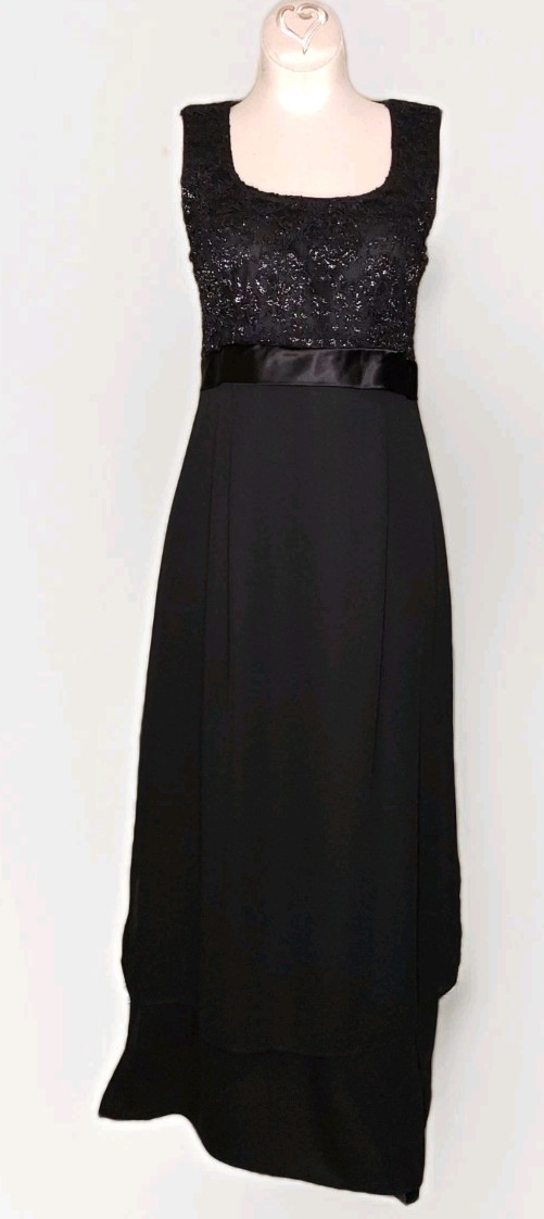 Jeffrey & Dara Evenings – Black Lace Bodice Layered Dress & Jacket – Size 6