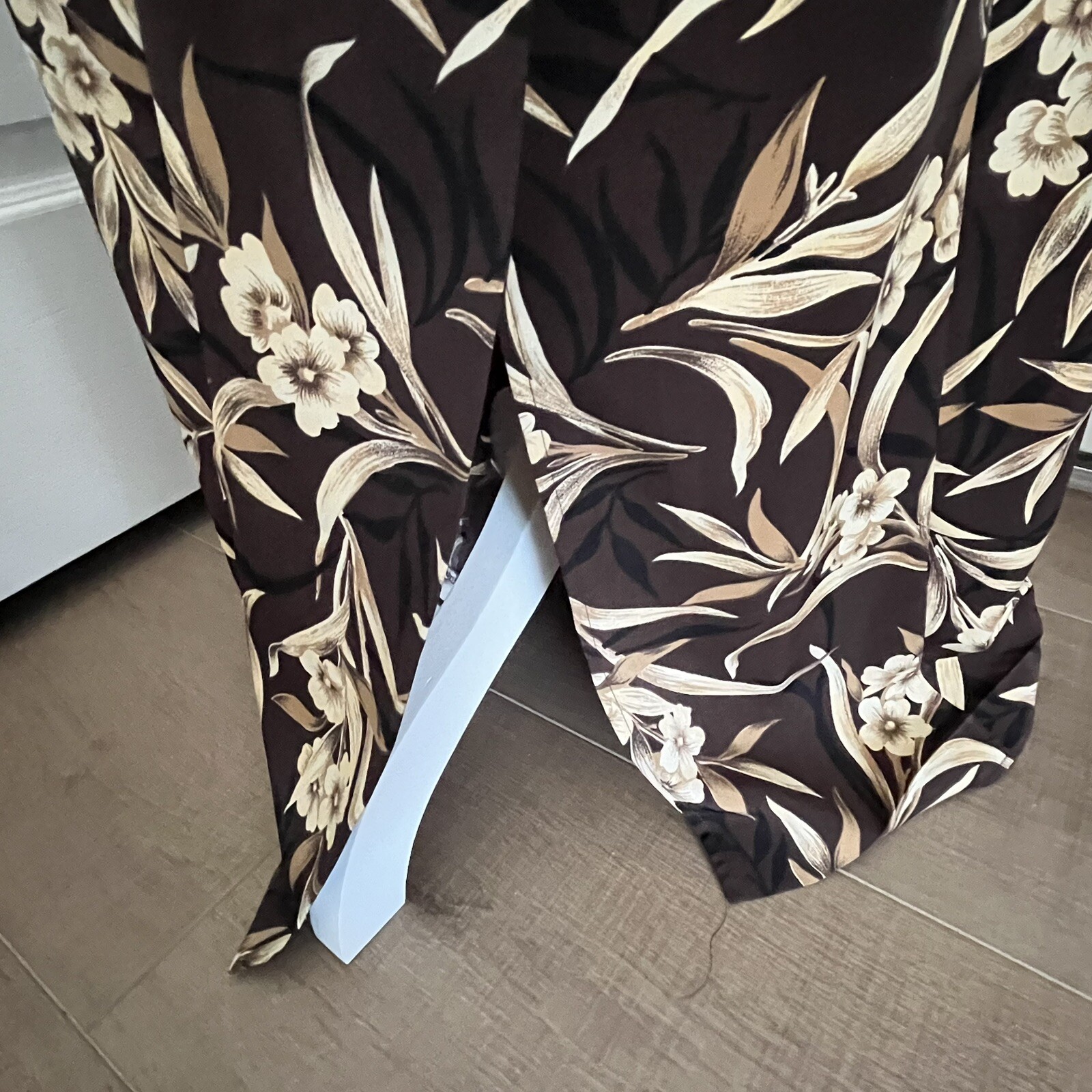 Vintage 90s Sunshine Starshine Brown Tropical Maxi Dress 14 Resort Beach Party