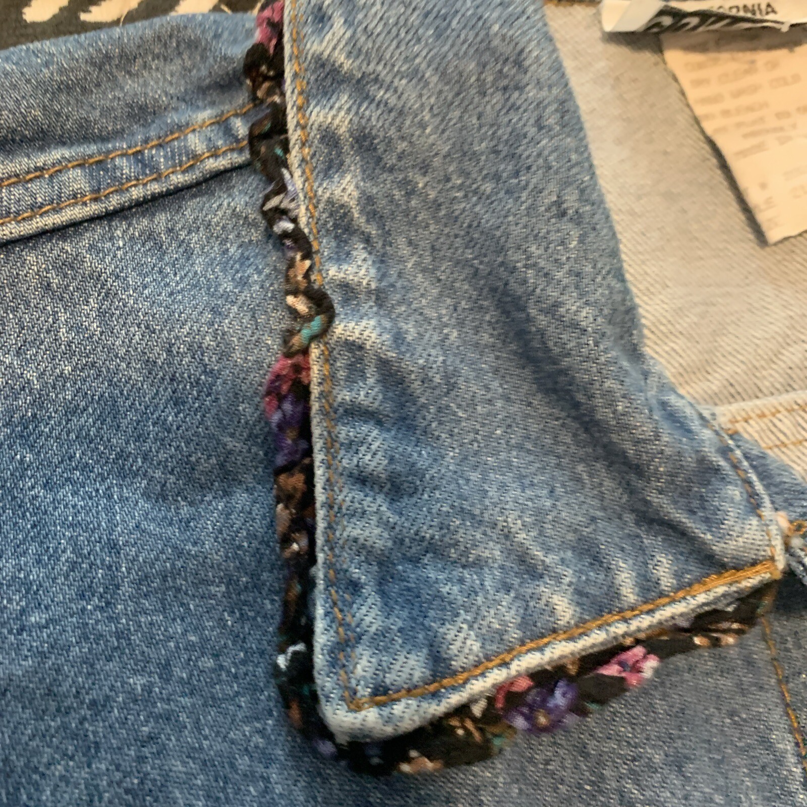 Vintage California Concepts Denim Jacket 80s 90s Romantic Ruffle Trim Crop Sz S