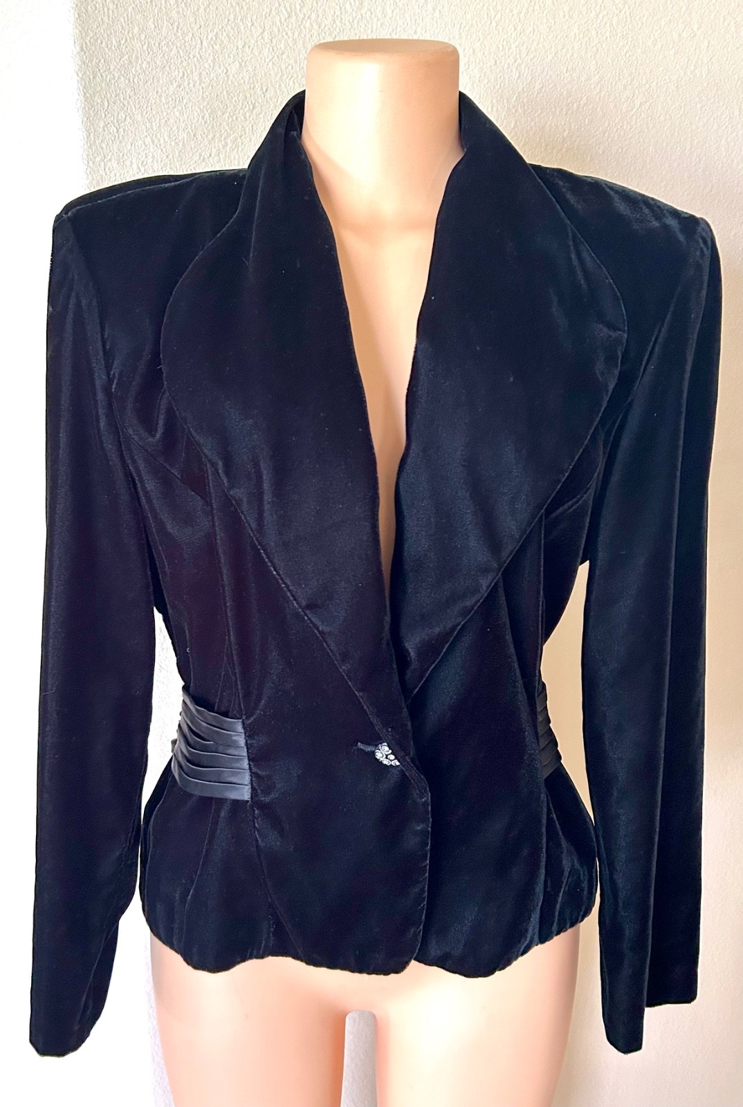 Vintage Another Thyme Black Velvet Steampunk Tuxedo Holiday Jacket Blazer M