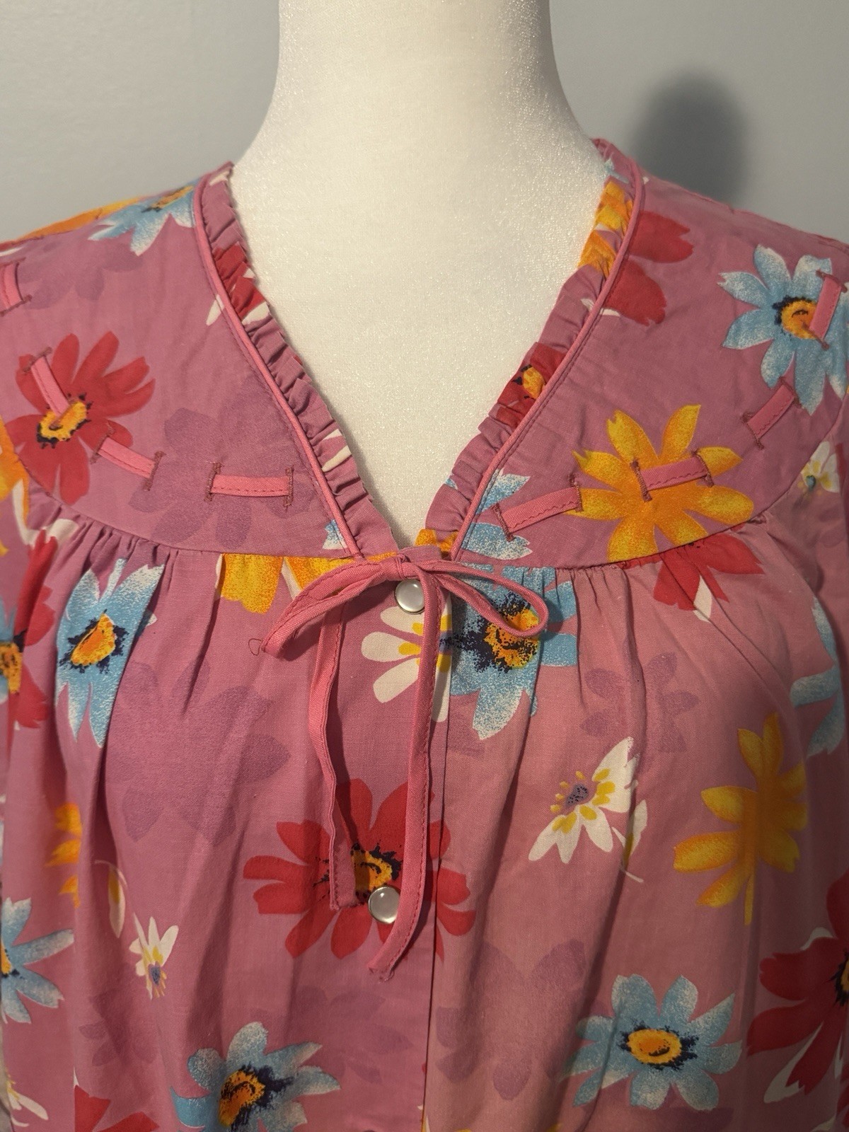 Y2K Moon Dance Retro-Inspired Floral House Dress Housecoat Grandma-Chic Sz L