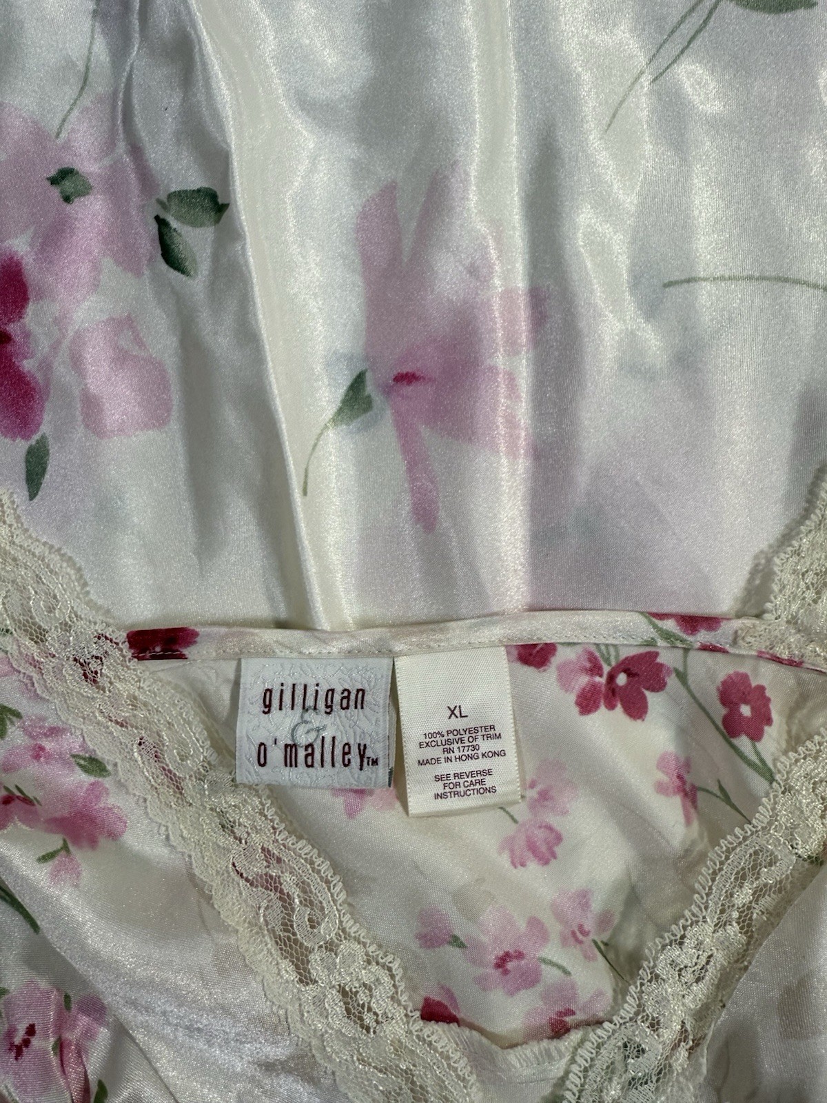 Y2K Gilligan O&rsquo;Malley White & Pink Floral Coquette Babydoll Nightgown XL