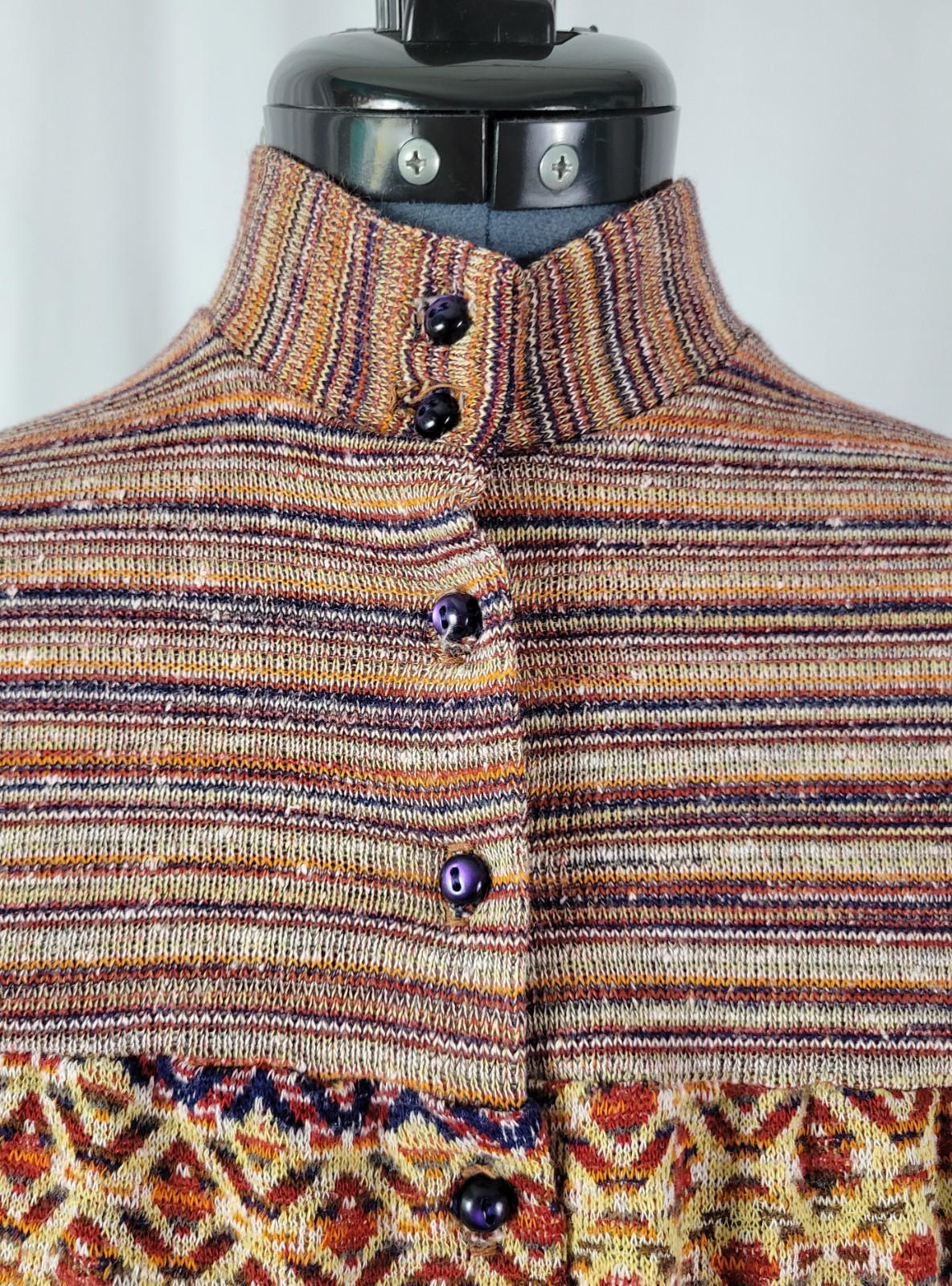 Vintage Pandora Button Down Top in Coordinating Brown/Tan/Purple Prints Size M?