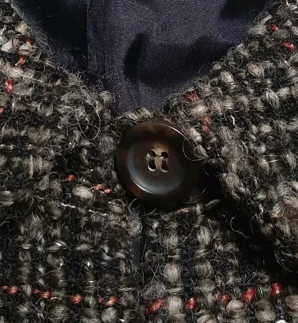 VTG Louben Sz10 Tweed Boucle Wool Blend Cape Blazer Metallic Thread Earthtones