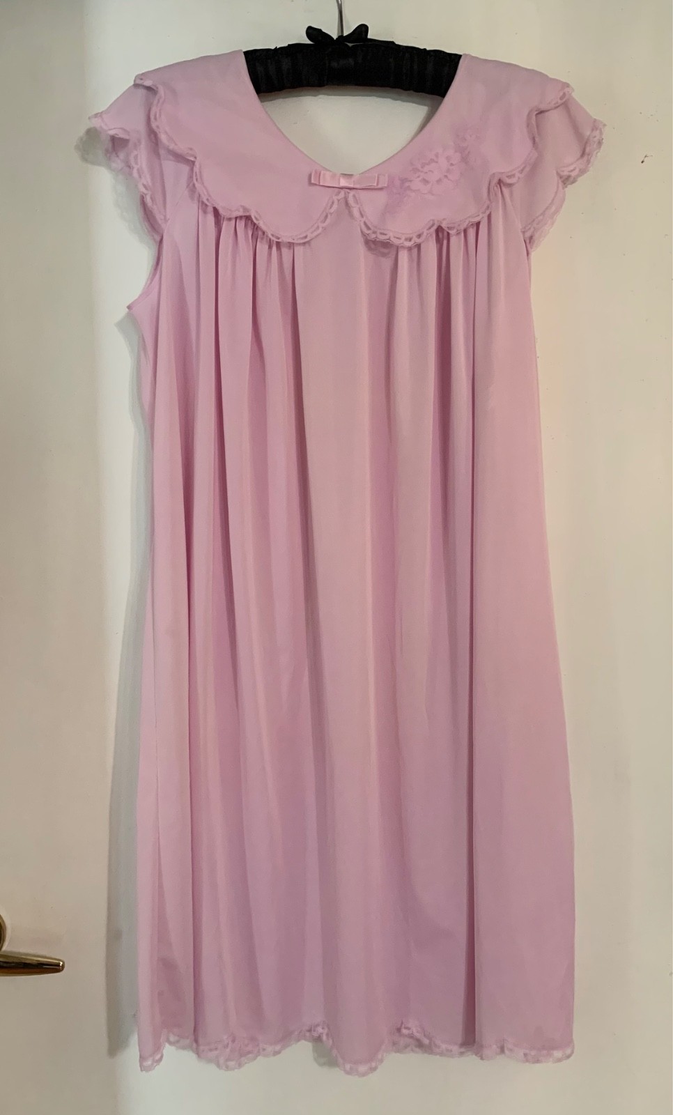 Vintage NWOT 1970s Shadowline Pink Babydoll Nightgown Large Coquette