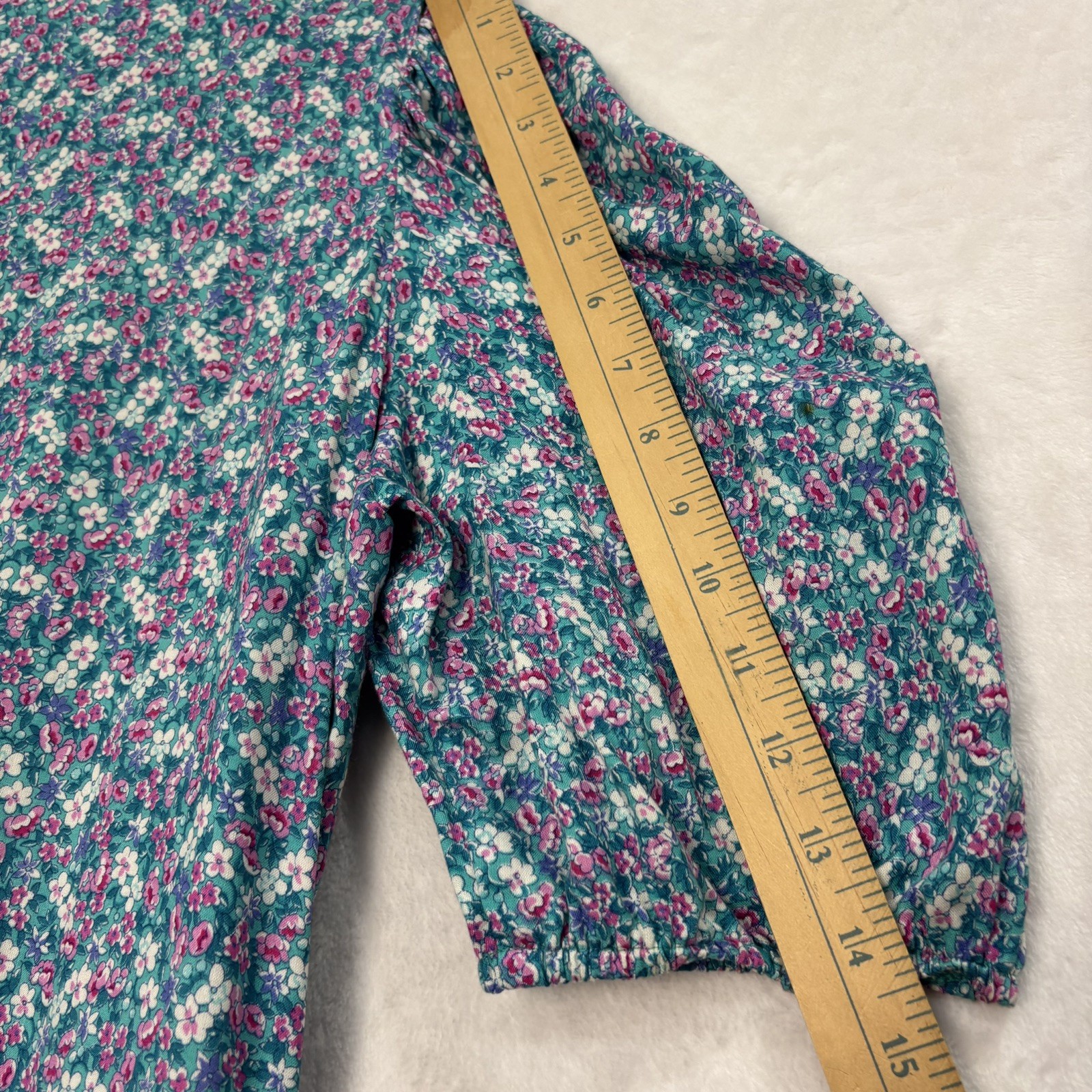 VTG Jane Schaffhausen Belle France Floral Cottage Dress 10 Ruffle Tier Blue 80s