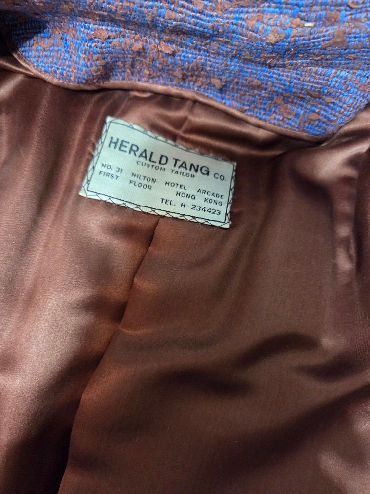 Vintage 1960s Custom Hong Kong Raw Silk Coat Plum & Rust Herald Tang