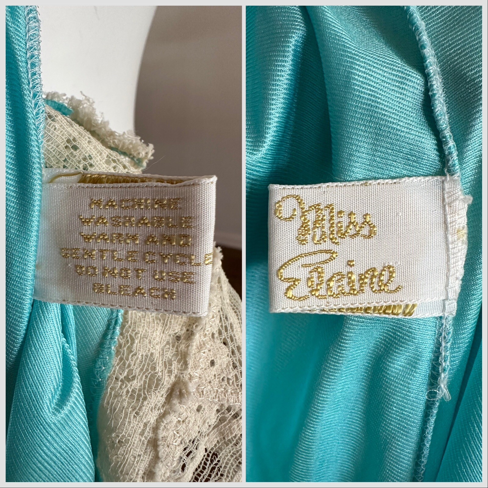 1970s Miss Elaine 2 Pc Lace Bed Jacket Negligee Nightgown Boho Hostess Gown VTG