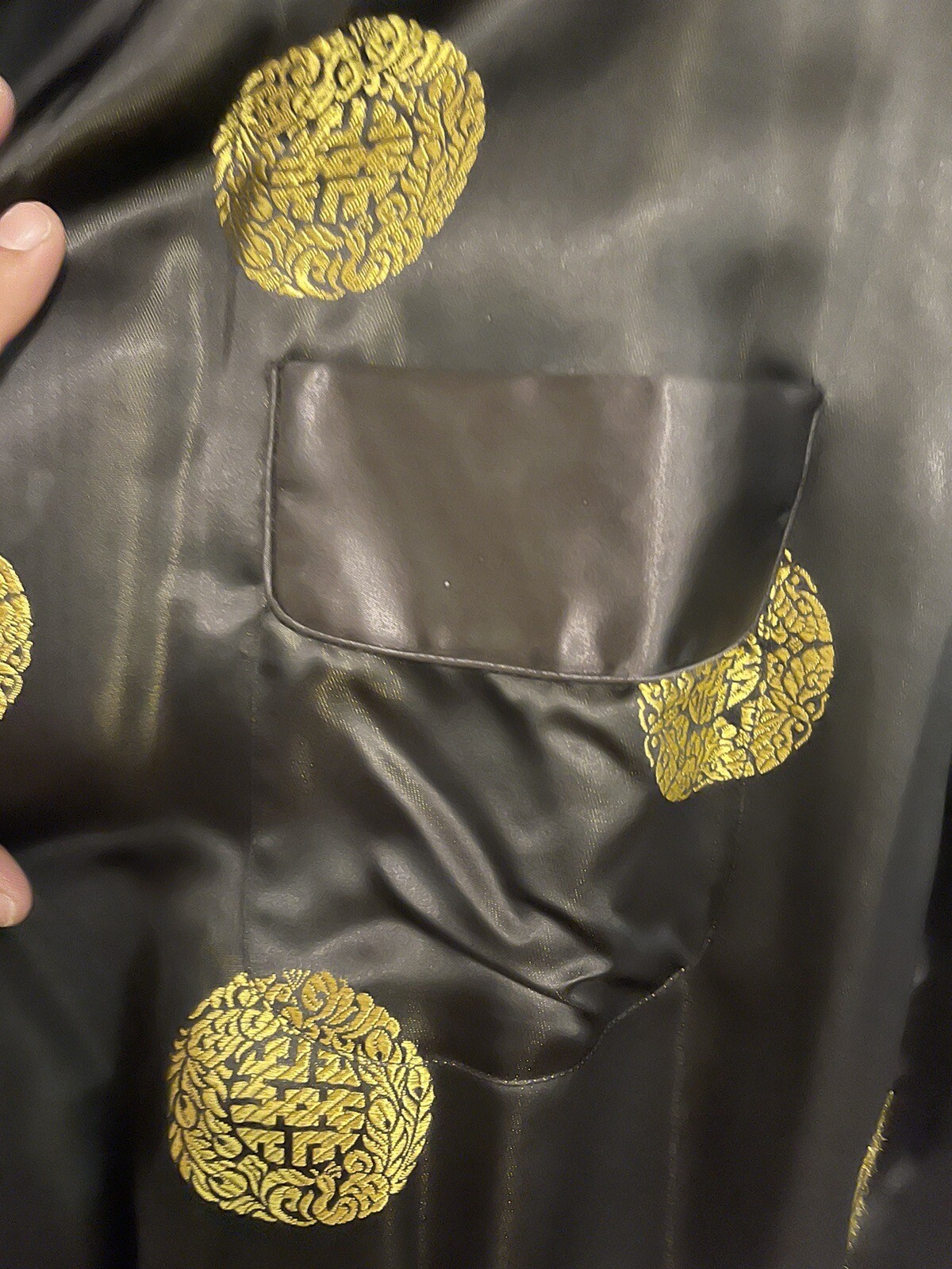 Authentic Vintage Chinese Robe Solz Squirrel Black/Gold Made in China Size 46