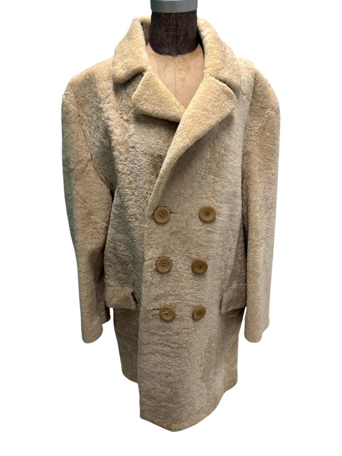 1960s Heavy Cream Wool Double Breasted Coat By Carlin&rsquo;s Fine Furs New York Large
