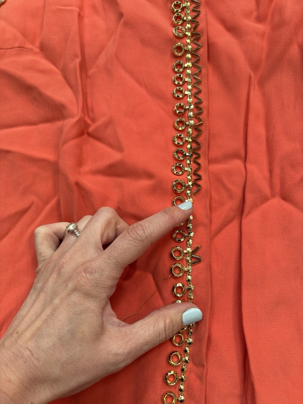 1960s Estelle Allardale Designer Orange Gold Beaded Blouse Retro Small MOD