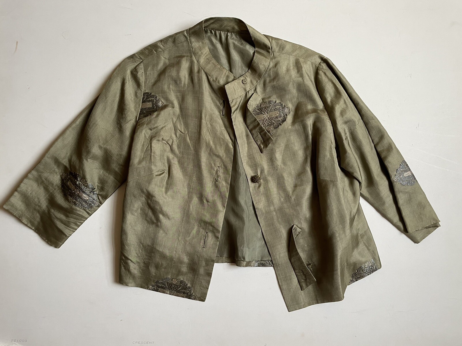 Vintage Silk 50s Cropped Jacket Top 3/4 Sleeve Sz M Or S Asian style