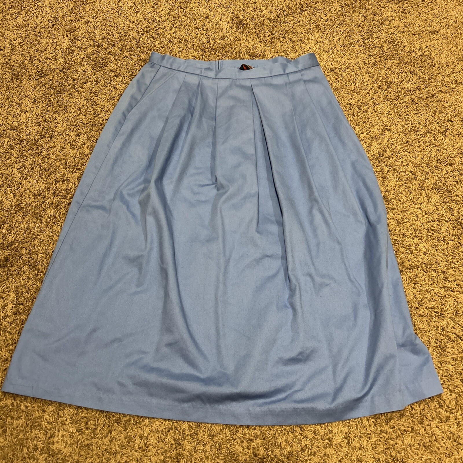Par Four Sportswear Chino Style Pleated Front Midi Periwinkle Blue Skirt B17