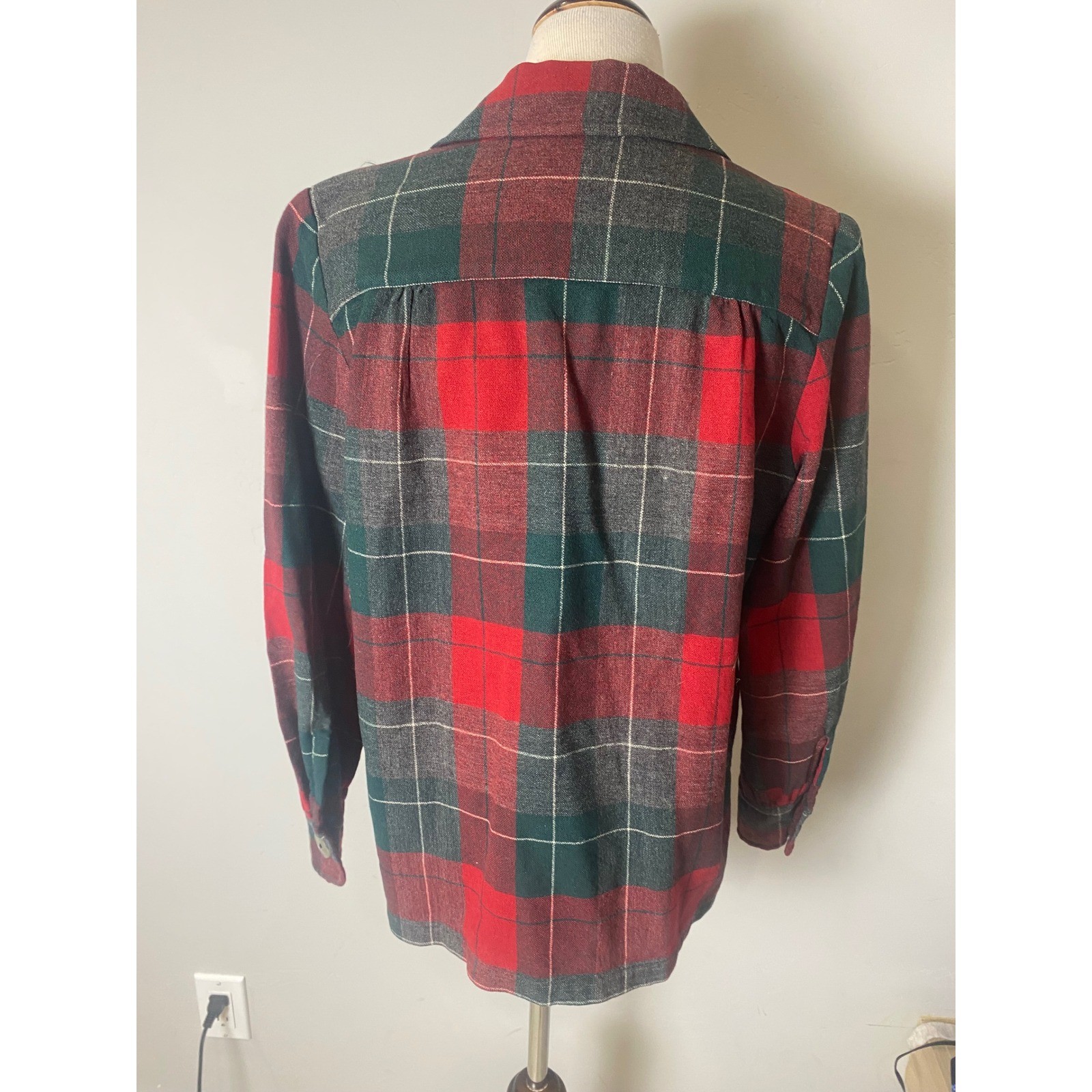 Vintage Pendleton 40&rsquo;s/50&rsquo;s 49ers Wool Plaid Shirt Jacket Red Green Womens