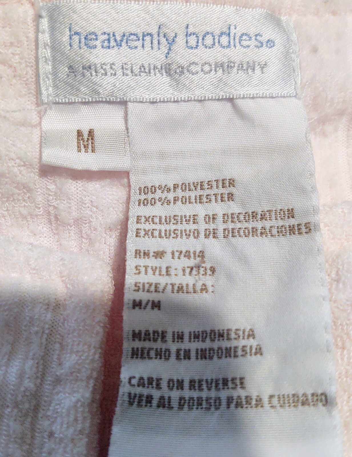 Vtg Miss Elaine Heavenly Bodies Terry Robe Snap Closure Pink W/ Embroidery Sz M