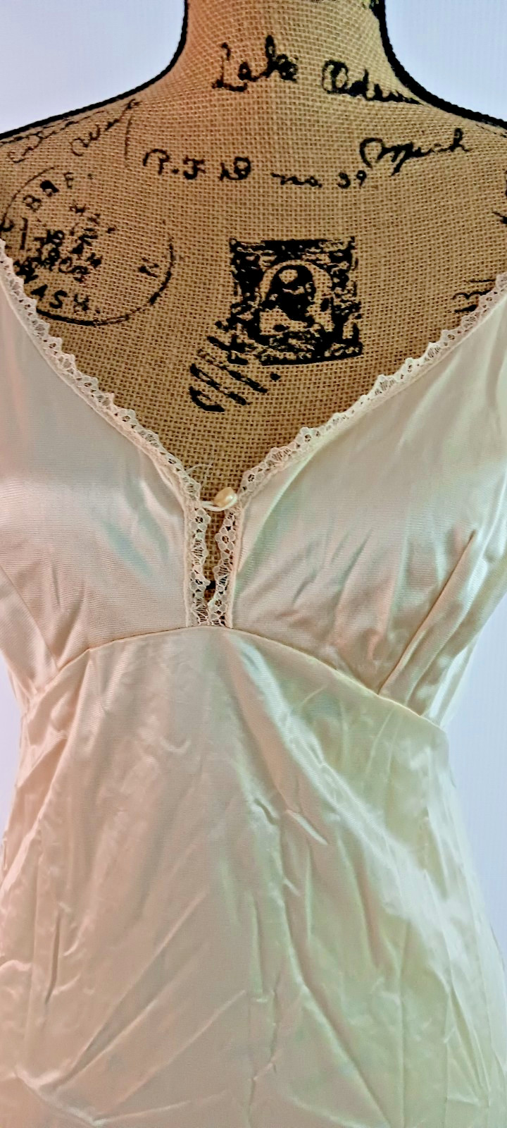 Women Spaghetti Strap Acetate beige underdress full slip lace Lingerie XS – Sm