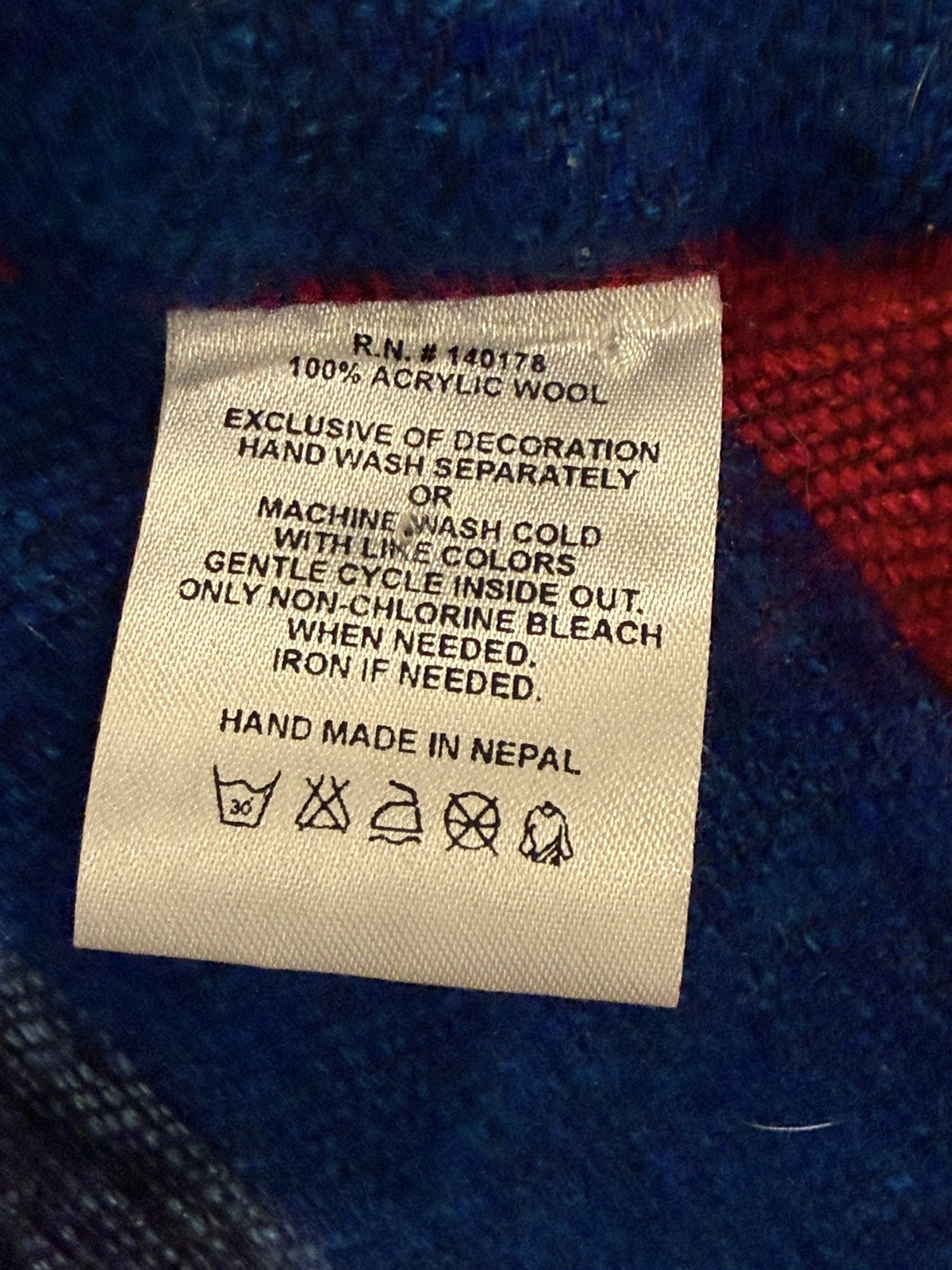 Handmade Nepal Poncho Cape Acrylic Wool Boho Festival One Size