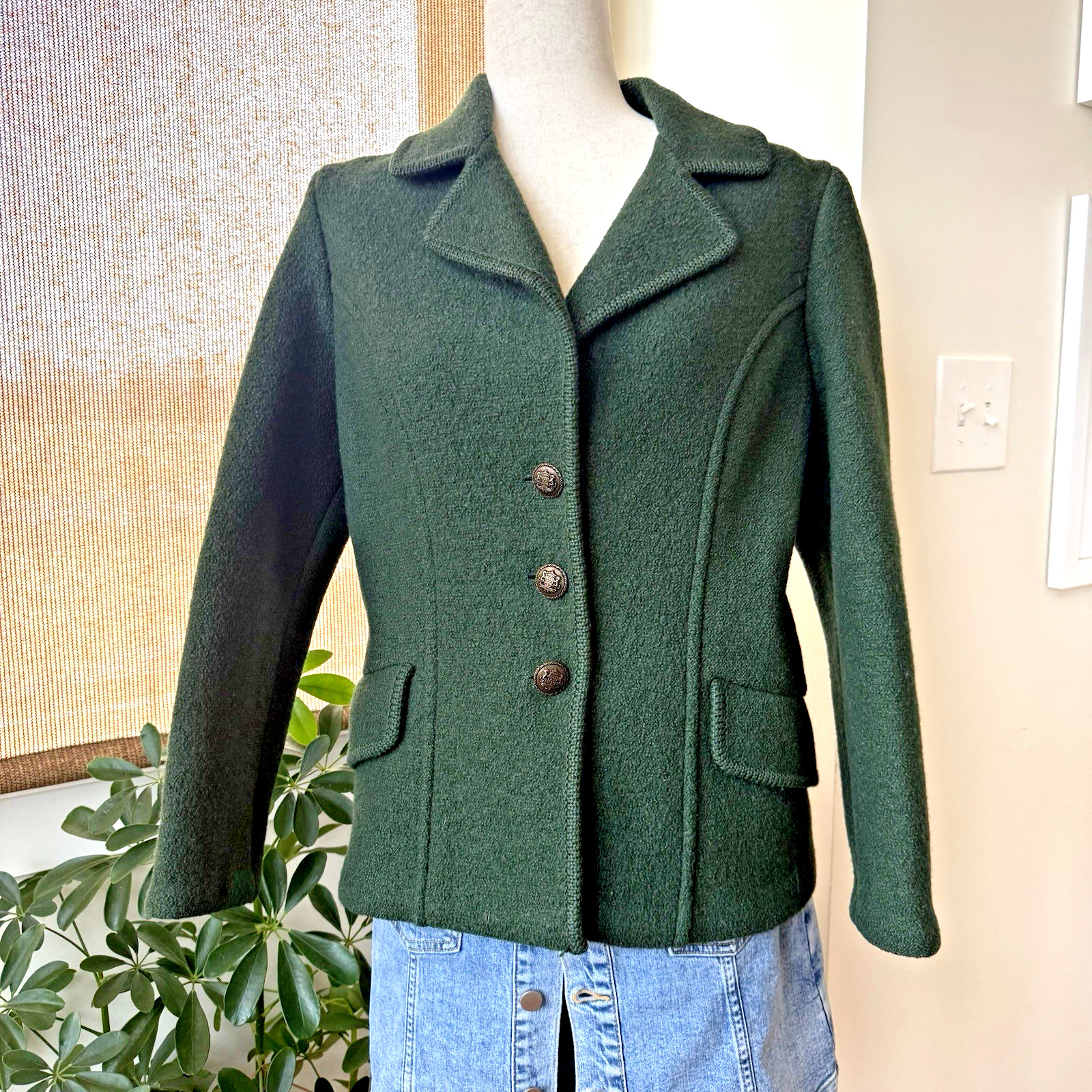 Vintage Salzburger Shetland Wool Jacket Women&rsquo;s Large Austria Hunter Green