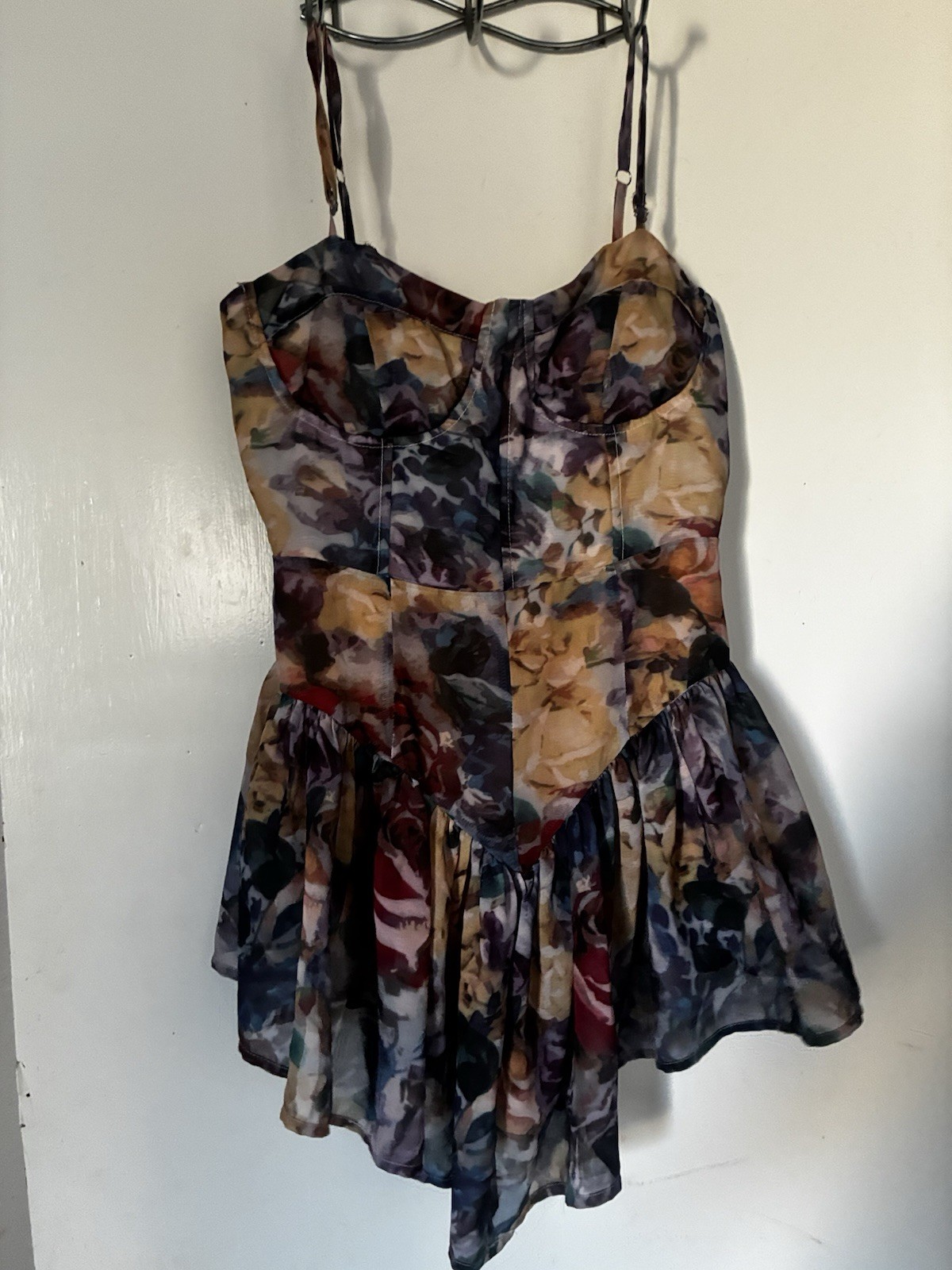 Cider CottageCore Boustier Mini Impressionist Floral Dress Size Small/med
