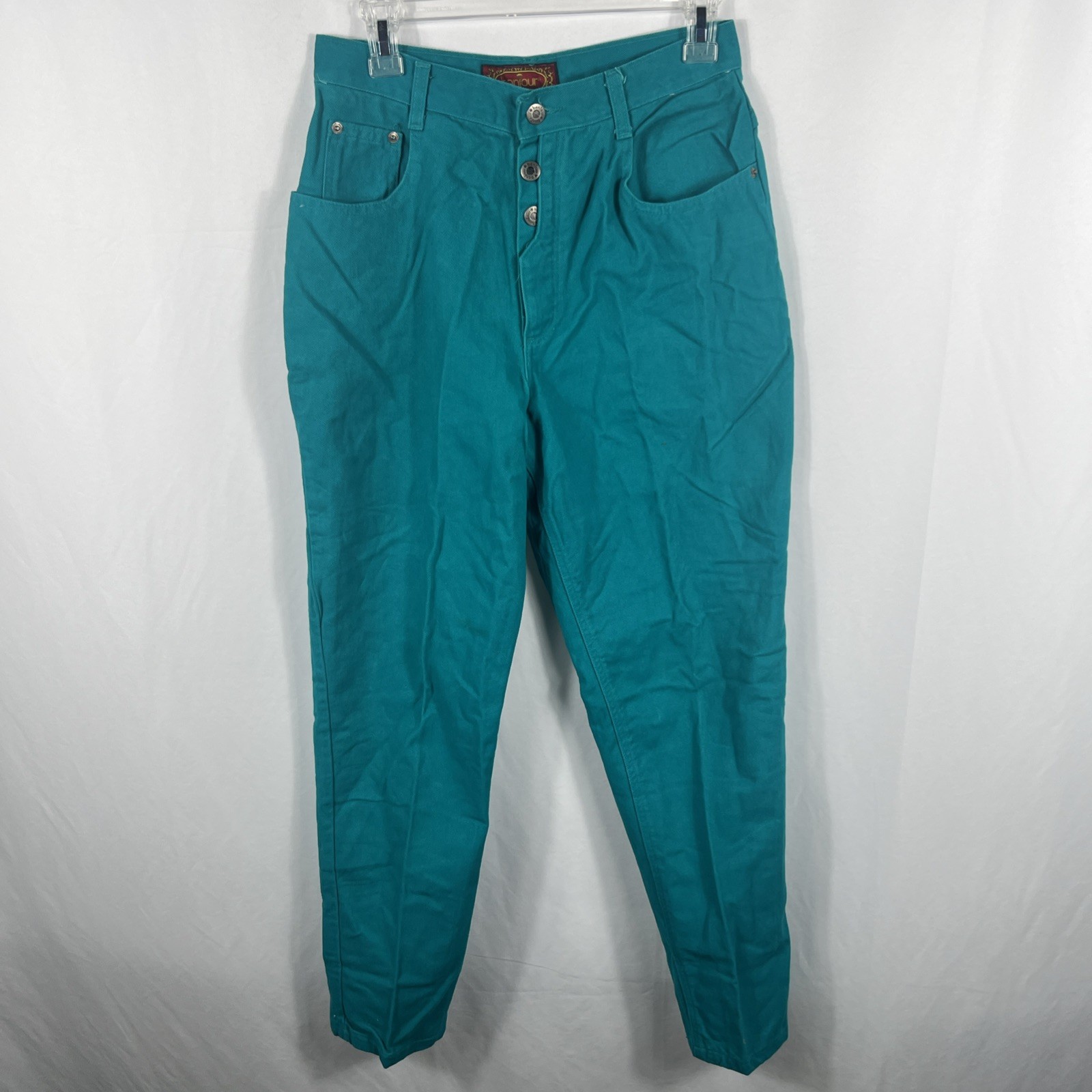 Vintage 90’s Bonjour Mom Jeans Women’s Button Up Pants Teal Green Size 13/14