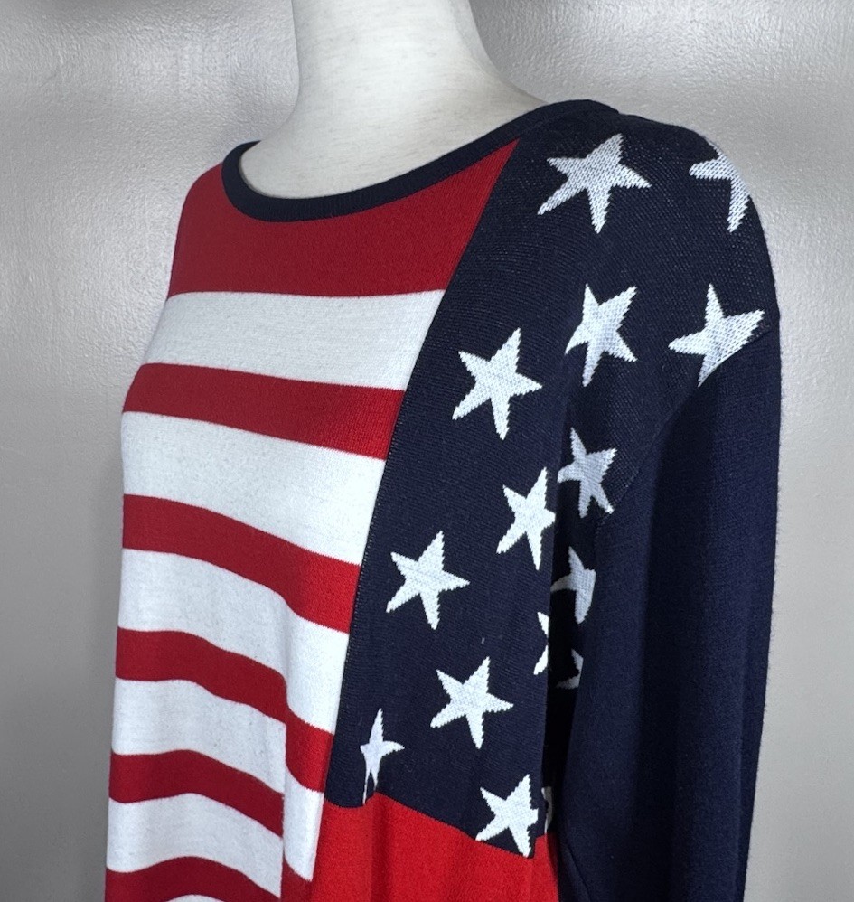 1980s Propensity American Flag Patriotic July 4 USA Vintage Knit Top Sz XL, 1X