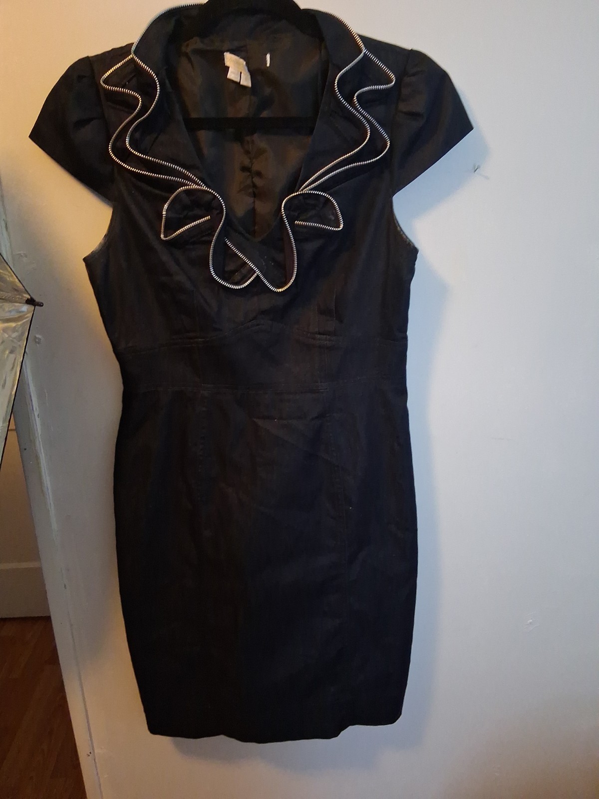 London Times Women&rsquo;s Dress Size 8 Whimisigorh Cotton Blend Chic Black Zipper Col