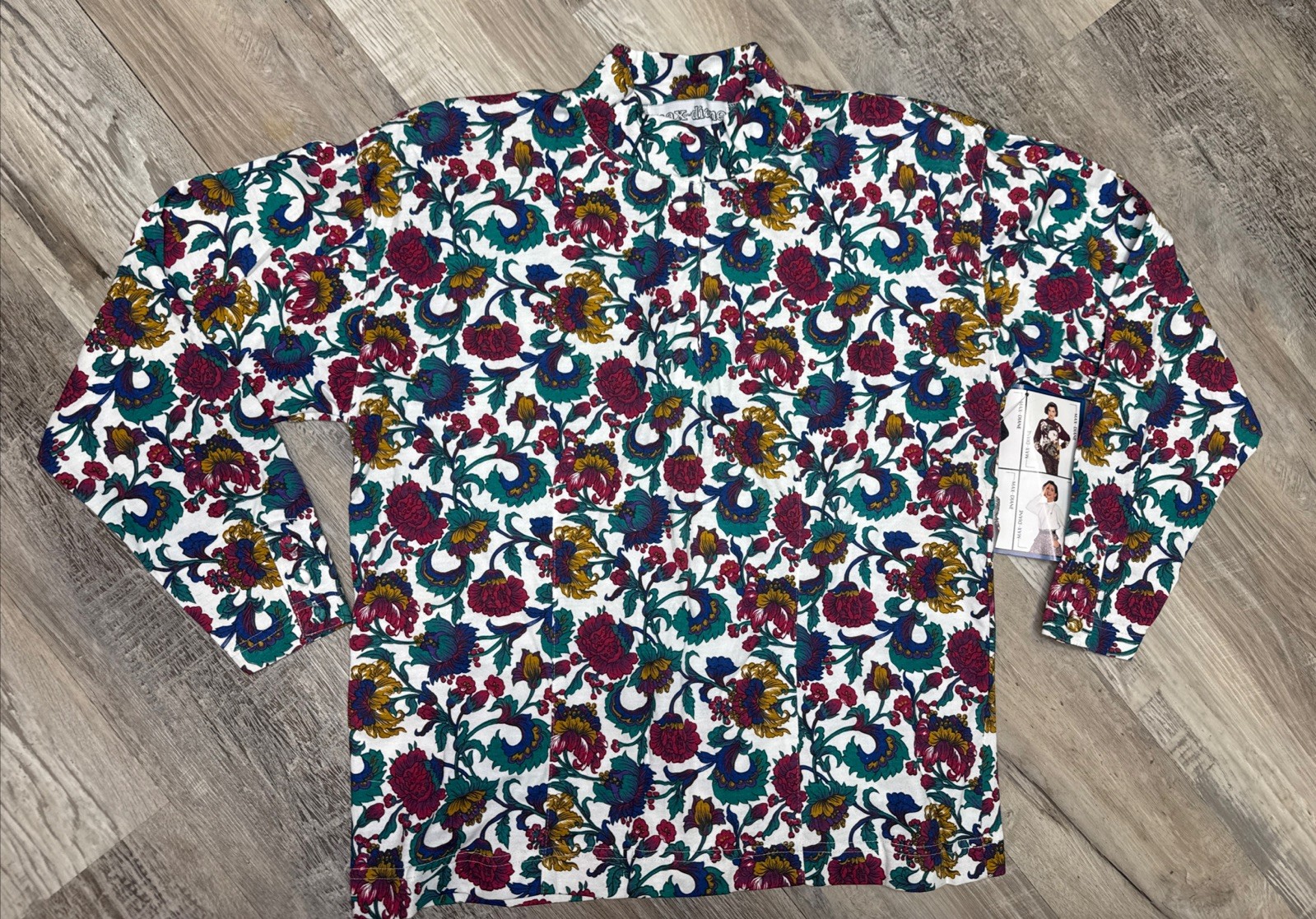 VTG Max & Diane Floral Paisley Long Sleeve Blouse Top Shirt Secretary Geek NWT S