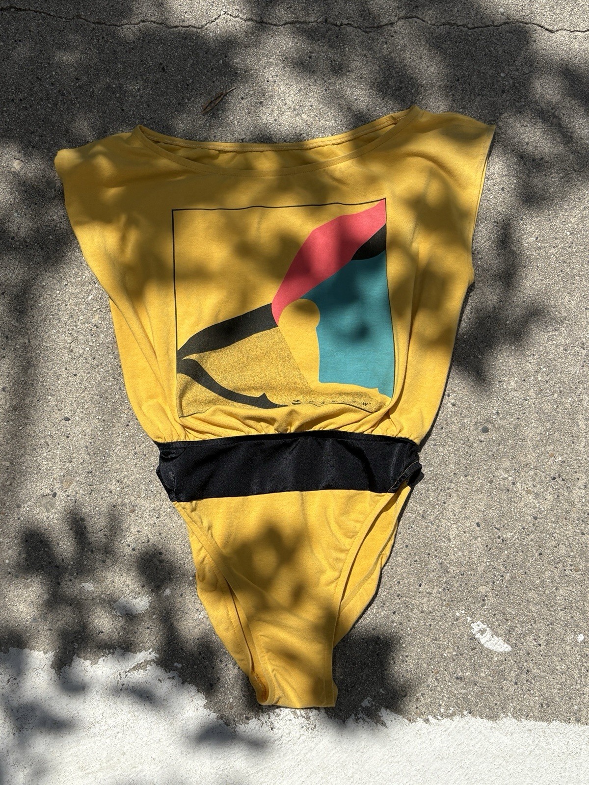 Vintage 80’s Marlow Geometric Swimwear Yellow Size M/L