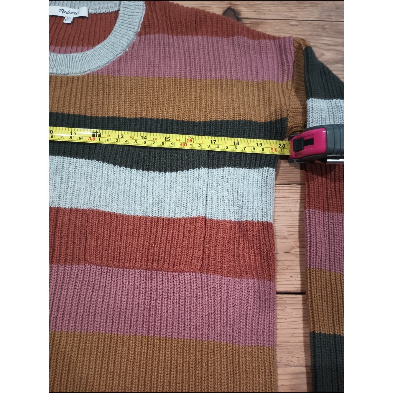 Madewell Thompson Pocket Pullover Sweater Earth Tones Retro XXS Preppy 90s