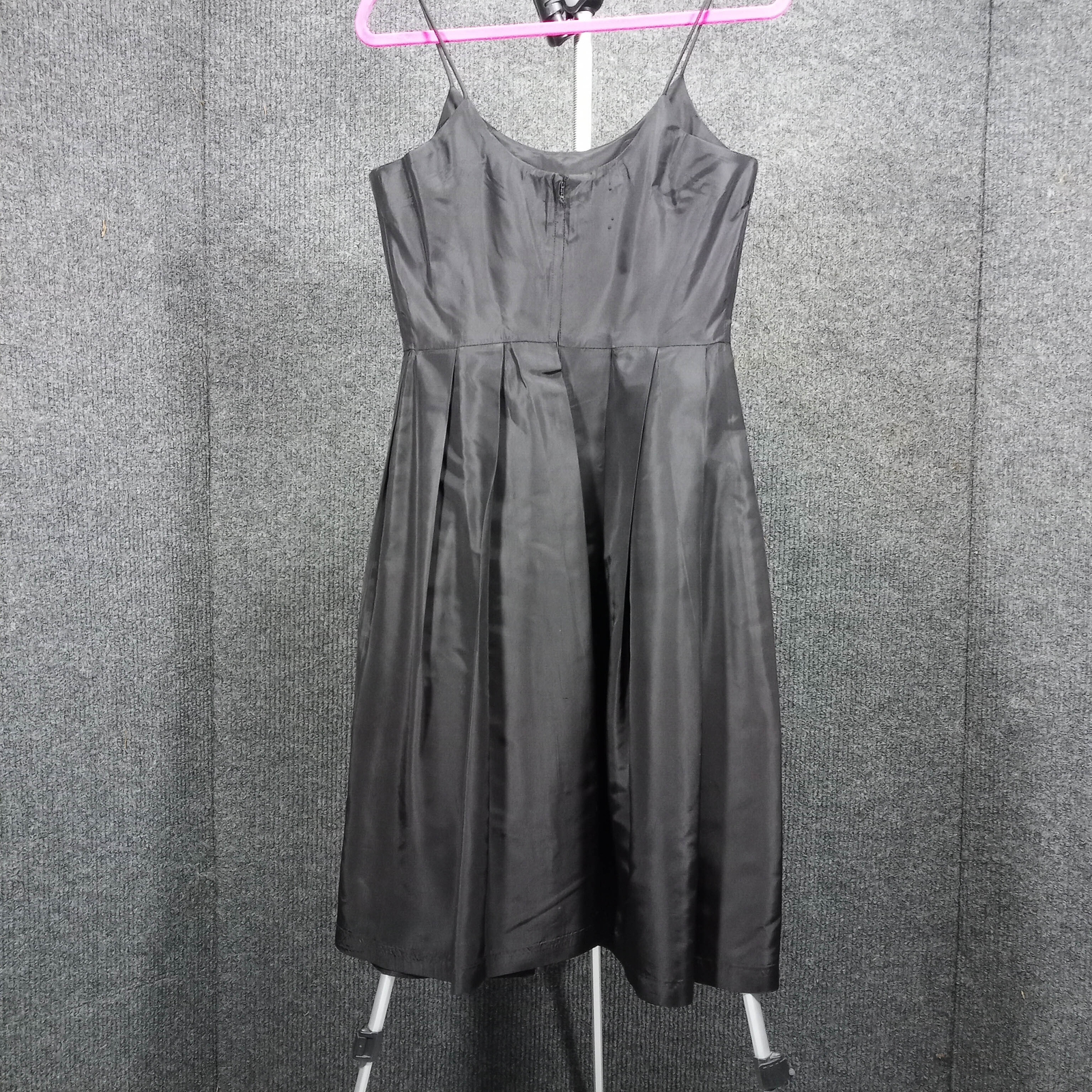 1950s Vintage Black Faille Box-Pleat Waist Detail Circle Dress