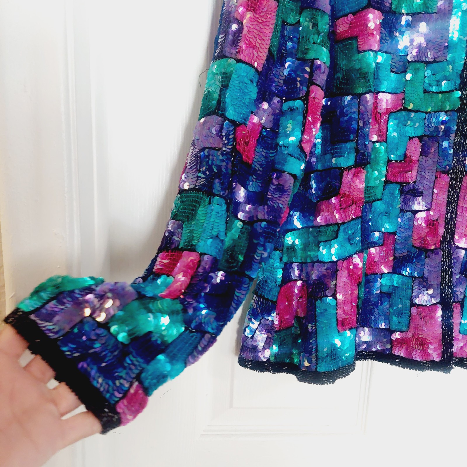 Stenay Vintage 80&rsquo;s Sequined Embellished Silk Women&rsquo;s XL Jacket Coctail Blazer