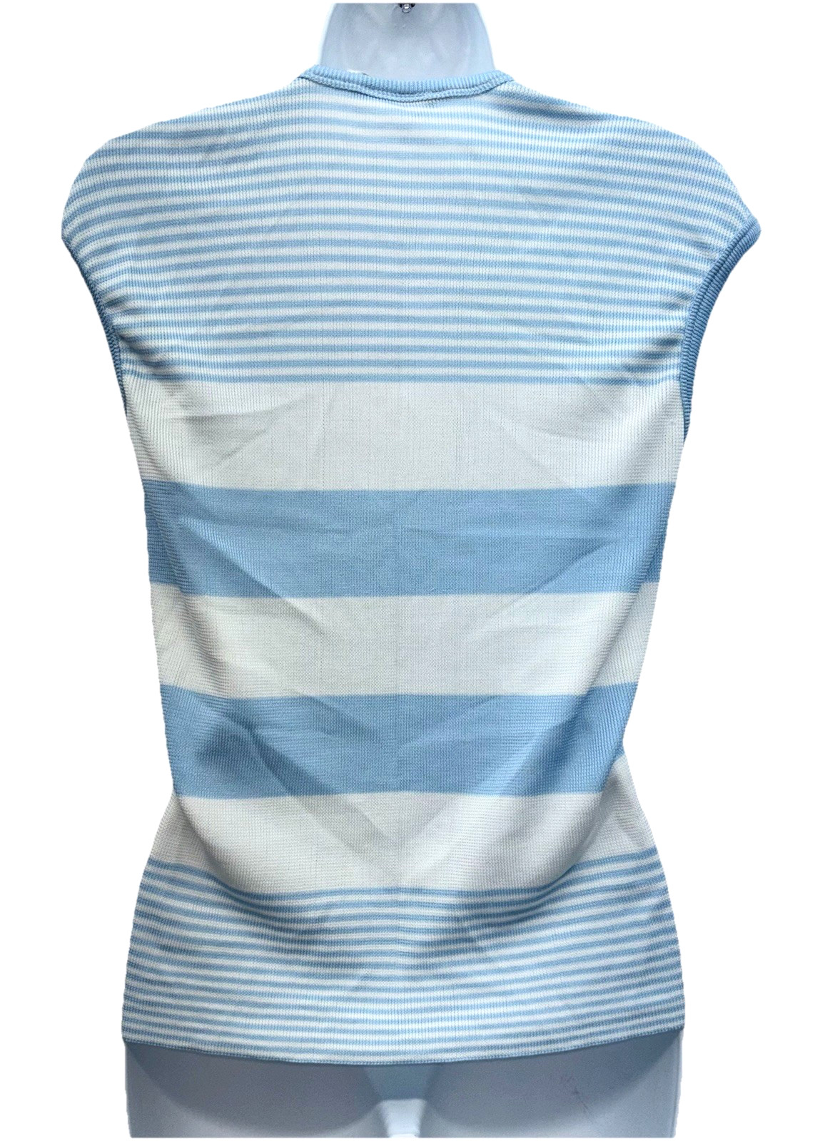 Vintage 70s Joyce Women Size XL Pullover Sleeveless Knit Top Blue/White Stripes