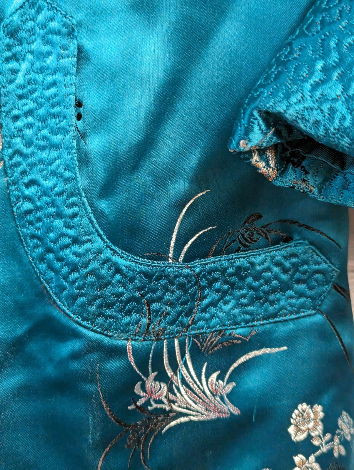 Fancy Vintage Chinese Silk Embroidered Styled Dress By Peony Brand Small ?