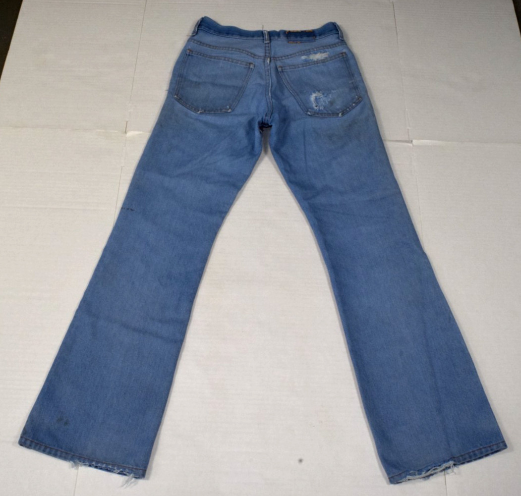 Vintage JCPenney Plain Pockets Jeans 27 x 30 70s Blue Bootcut Cowgirl Thrashed