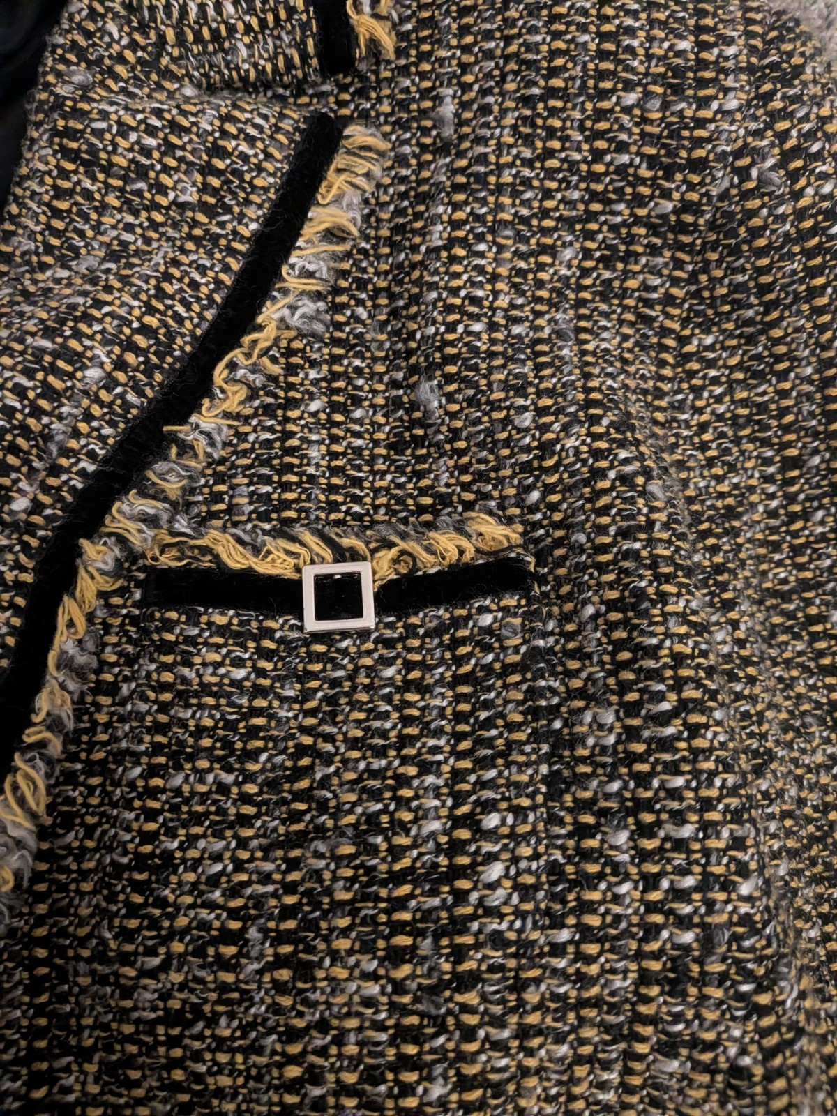 90s Vintage « Clueless » Conrad C Tweed Fringe Blazer Jacket – Size 1XW / 18W