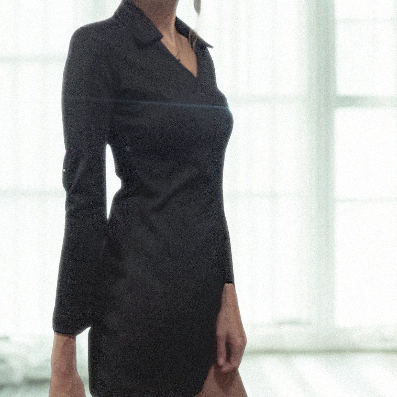 Vintage Guess Jeans USA Black Zip-Front Mini Dress Blazer Collar Sz S 90s