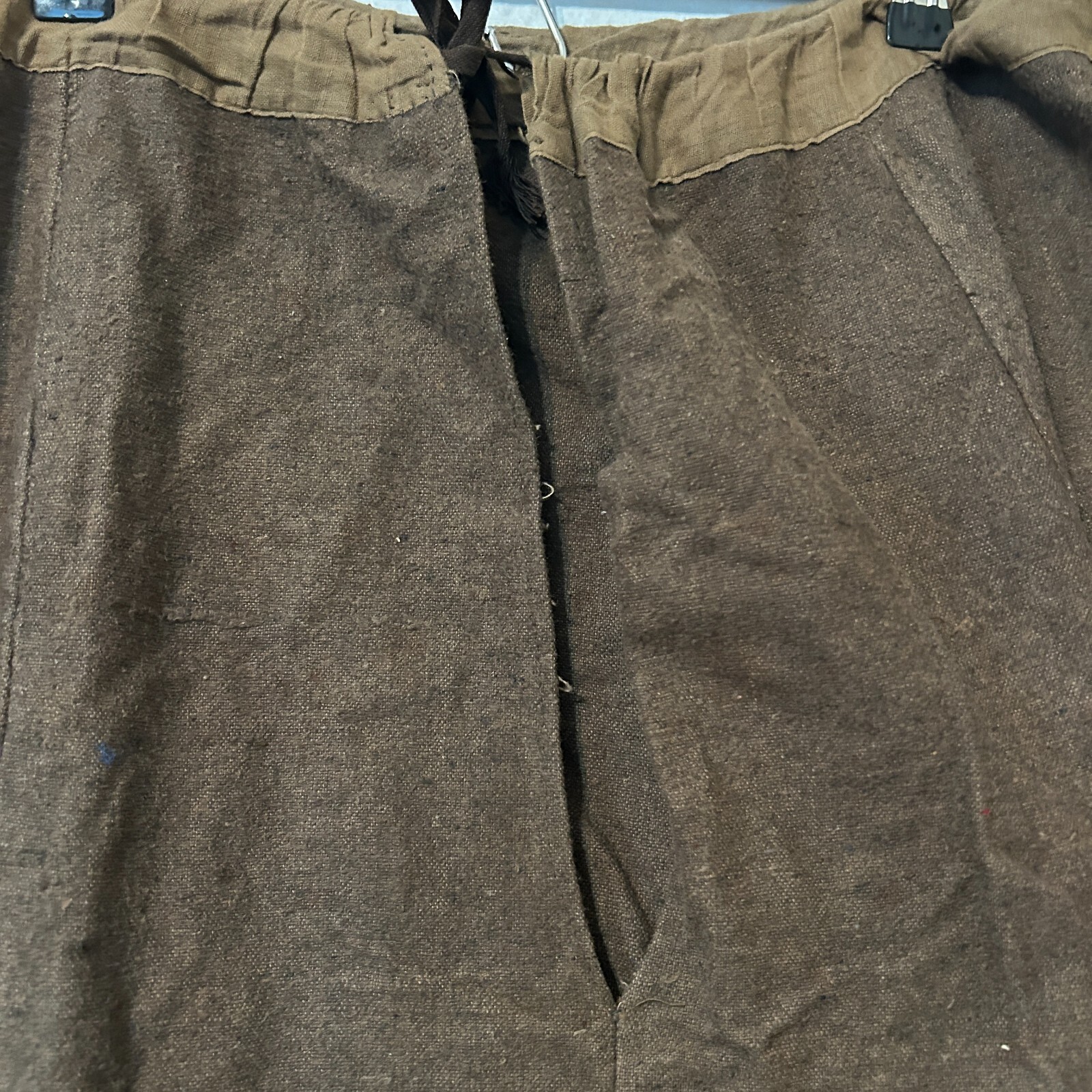 Antique 1920s Brown Wool Embroidered Skirt Flapper Pleated Hem Pocket Volup