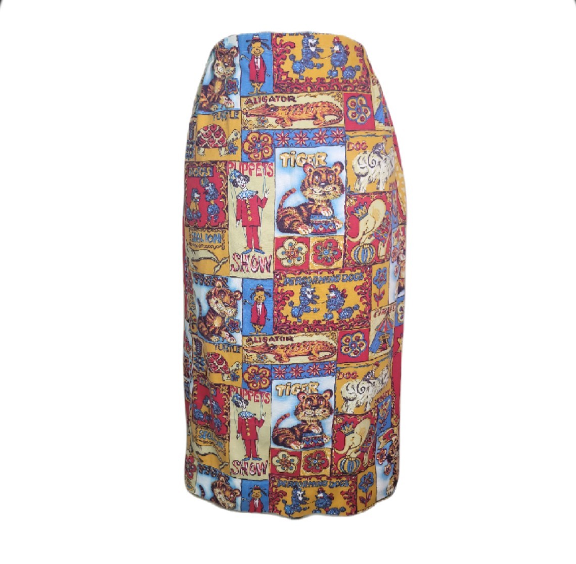 Vintage 60s 70s Kitschy Circus Zoo Animal Midi Skirt Funky XS/S Multicolor