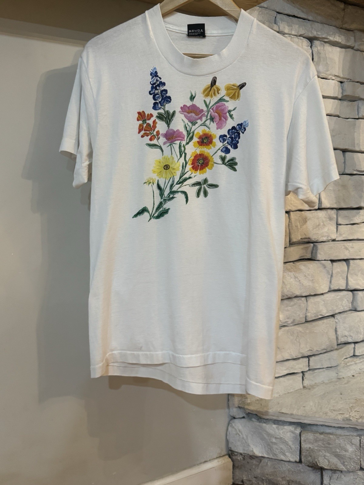 Vintage 80s Screen Stars Floral Graphic T-Shirt USA Made Size L