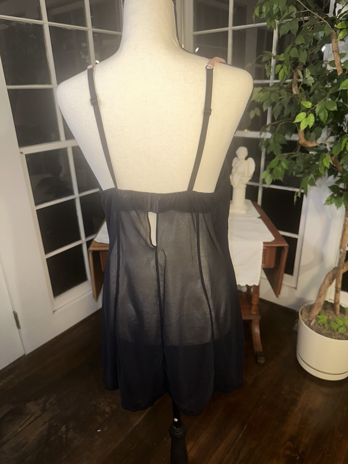 Vintage 90s Large Pink And Black Babydoll Negligee Nightgown Lingerie Lace Sexy