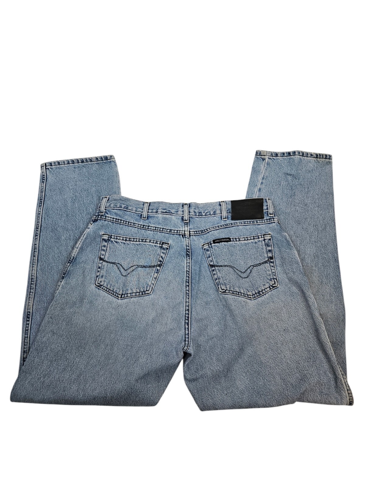 Vintage Distressed Harley Davidson Light Wash Relaxed Fit Jeans Size 16L C82