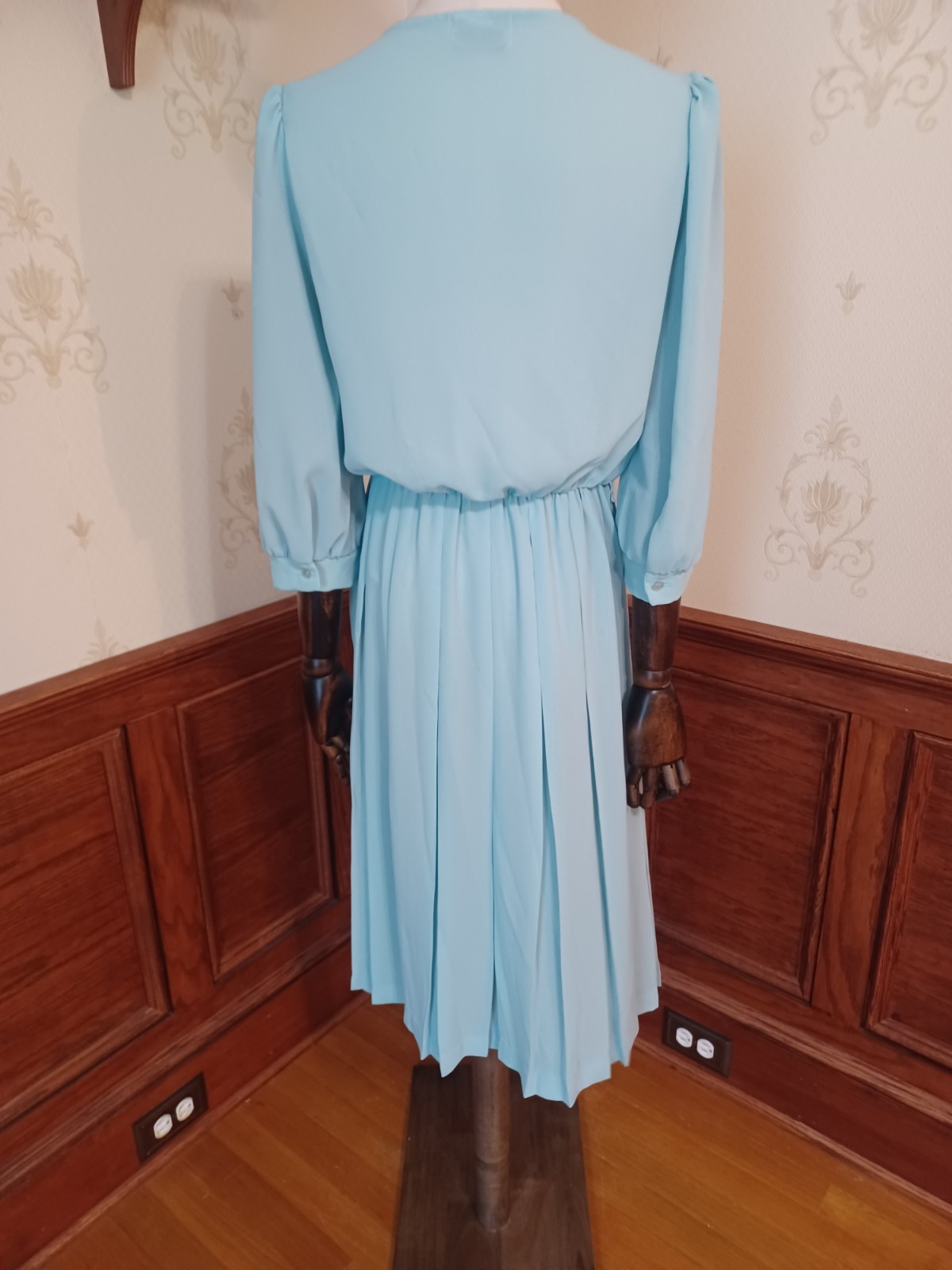 Vintage 1980s Sheer Pastel Aqua Bobby&rsquo;s Girl Romantic Coquette Dress