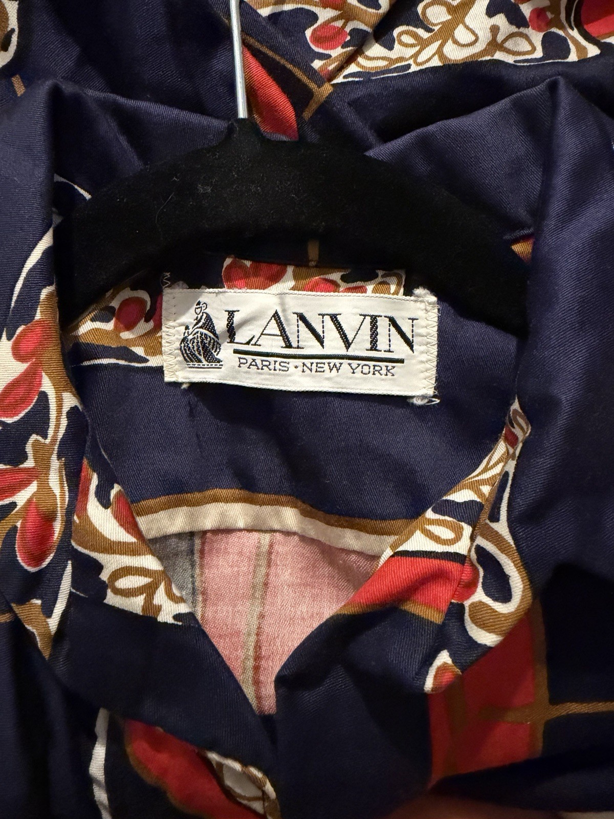 Vintage Lanvin Paris-New York Button-Down Shirt Bold Artistic Pattern