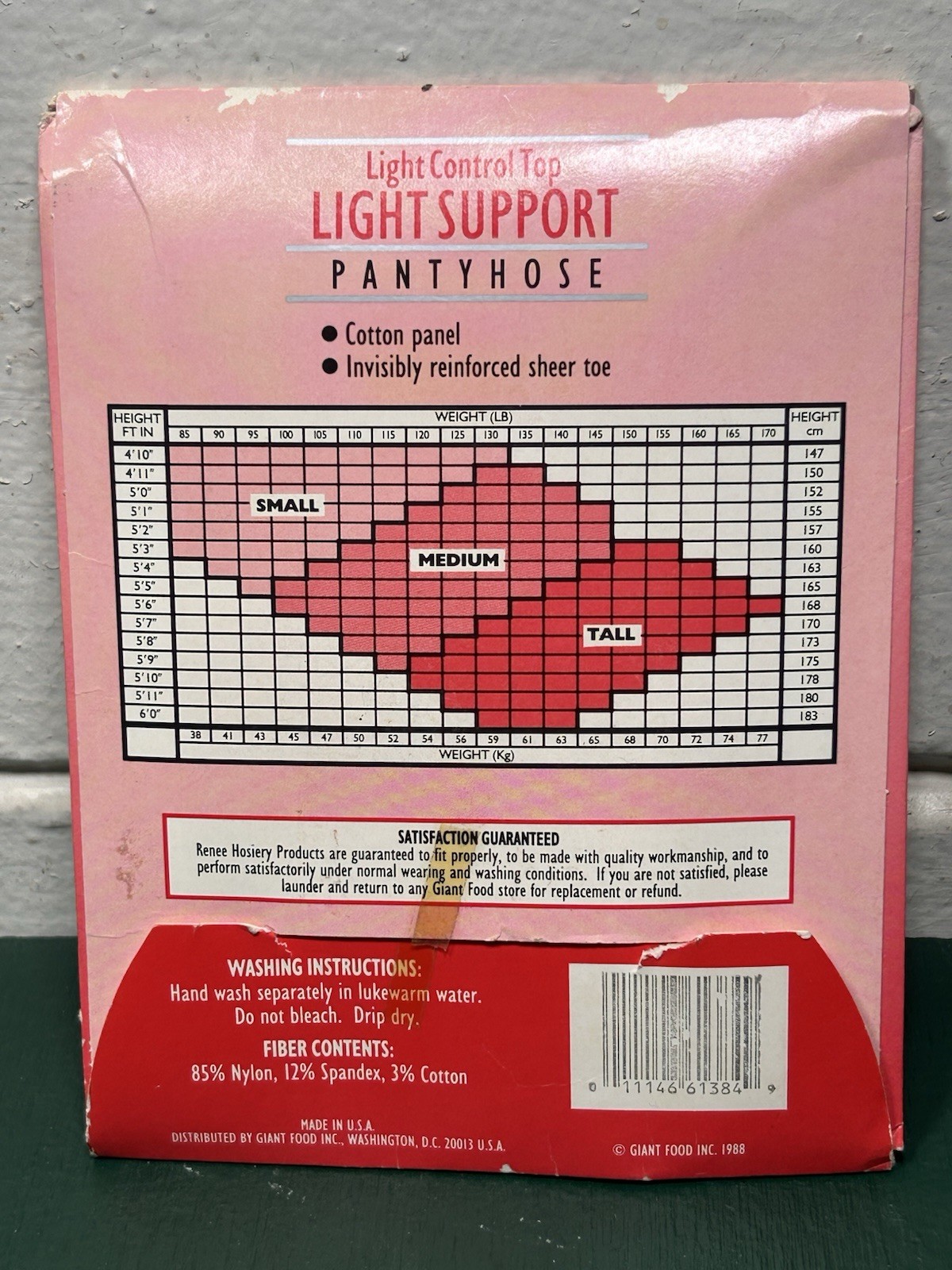 Vintage RENEE Light Control Top Support PANTYHOSE Sandalfoot Misty TAUPE Medium
