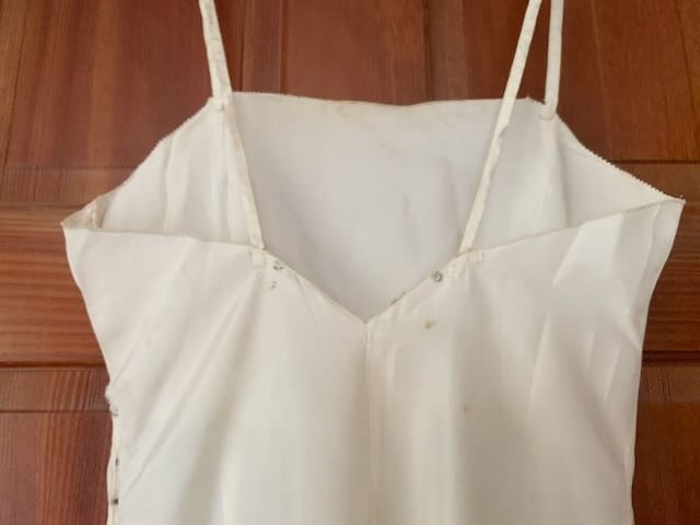 Authentic Antique 1920s Long Slim Full Slip Side Hooks Snaps Rayon Taffeta Darts