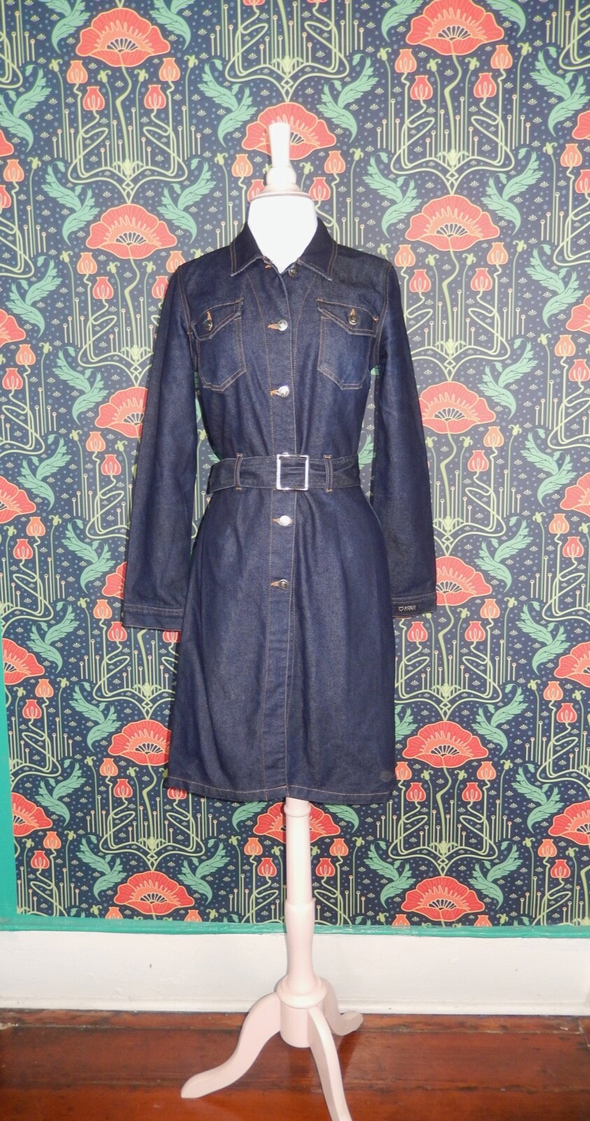Vintage 90&rsquo;s Y2K XOXO Jeans Dark Denim Shirt Jacket Urban Wear Dress S/M